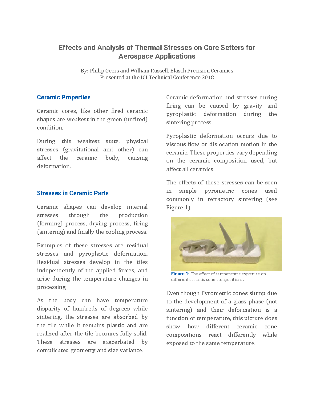 First page of "Effects and Analysis of Thermal Stresses on Core Setters for Aerospace Applications" white paper.