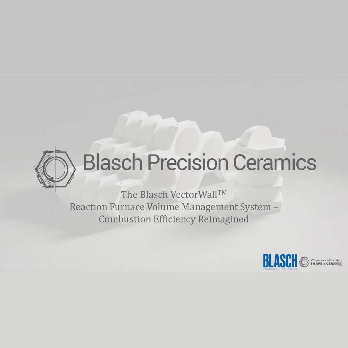 A webinar title card: Ceramic Product China - The Blasch VectorWall Reaction Furnace Volume Management System - Combustion Efficiency Reimagined.